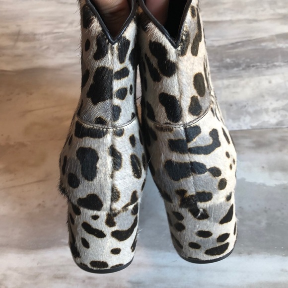 New Cole Haan Arden Grand Bootie 6.5 black white shoe boot calf hair animal - Picture 6 of 8